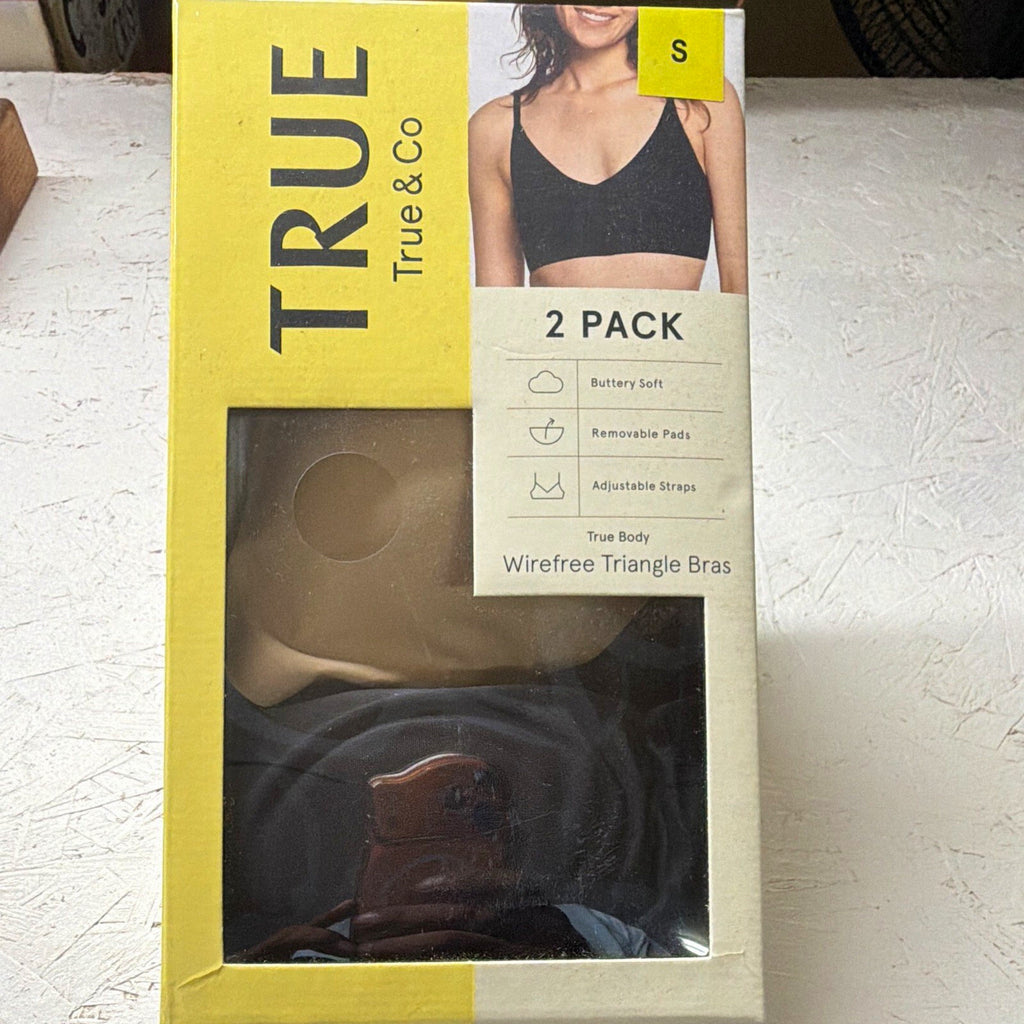True & Co True Body Wireless Triangle Bra Set 2-Pack Removable Pads S