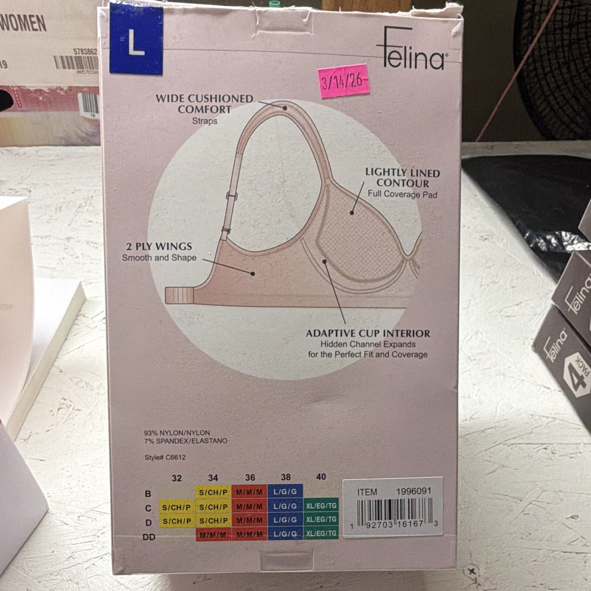Felina Adaptive Cup Wire Free Bra Seamless Lightly Lined