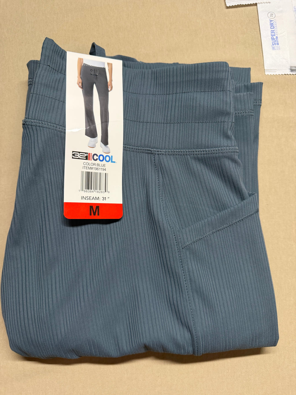 32 Degrees Cool Blue Ribbed Flare Pants Size M