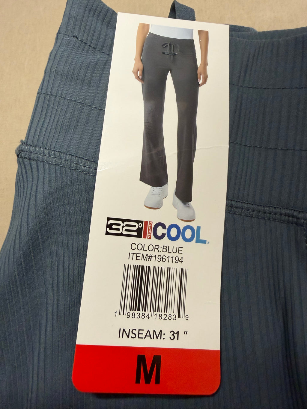 32 Degrees Cool Blue Ribbed Flare Pants Size M