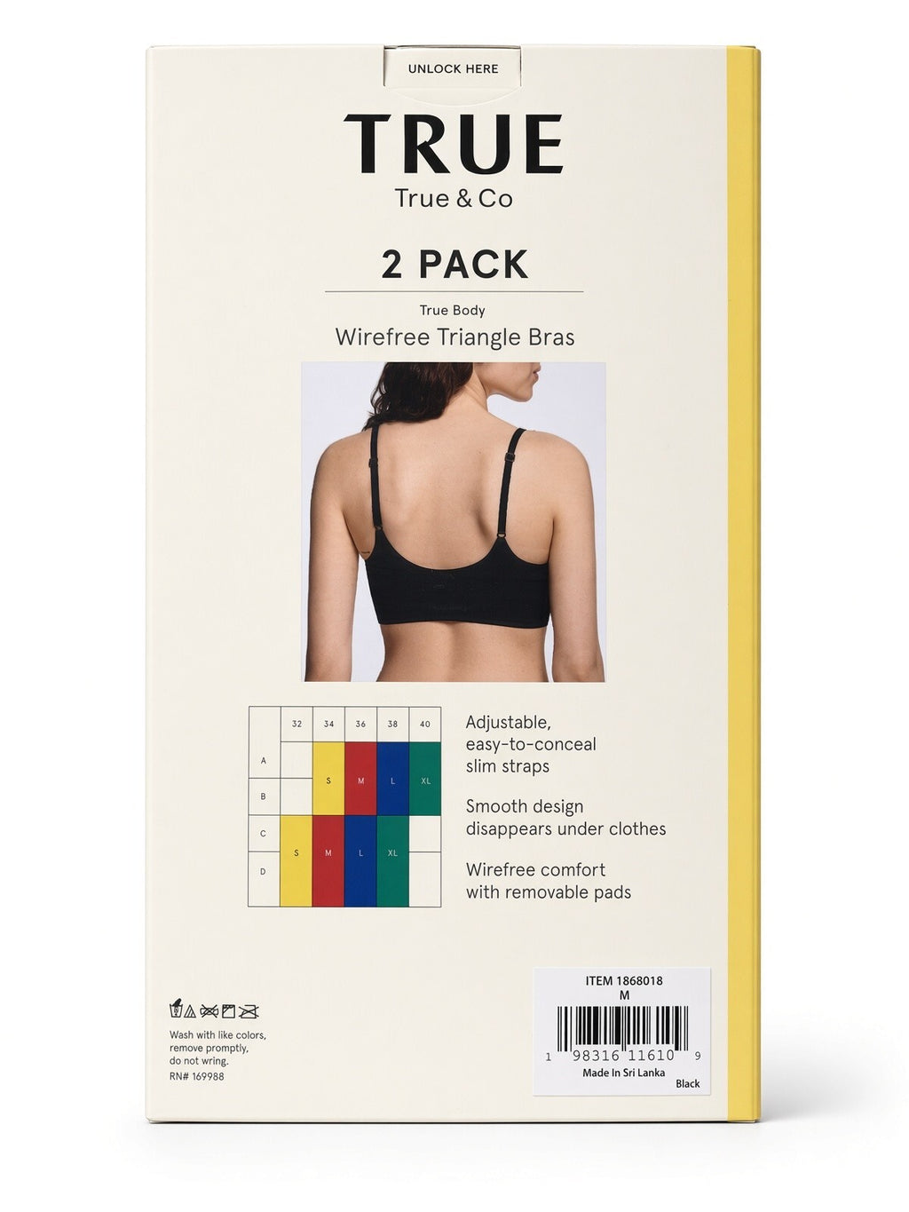 True & Co True Body Wirefree Triangle Bras 2-Pack Size M