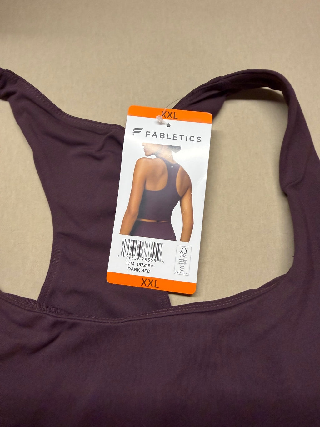 Fabletics Dark Red Racerback Cropped Tank Top Women’s XX
