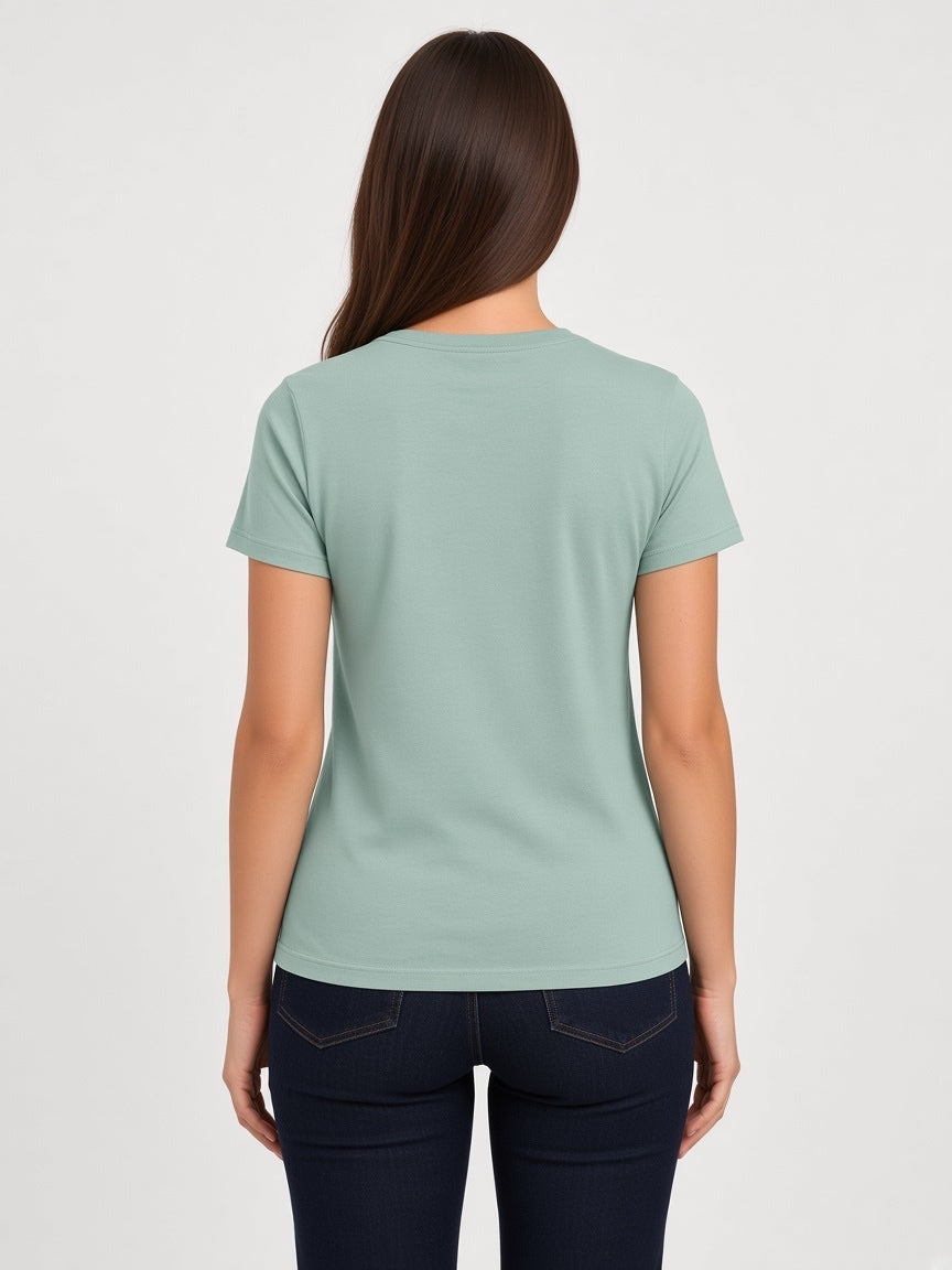 DKNY Women's Organic Cotton Crew Neck Tee, Mint, XX