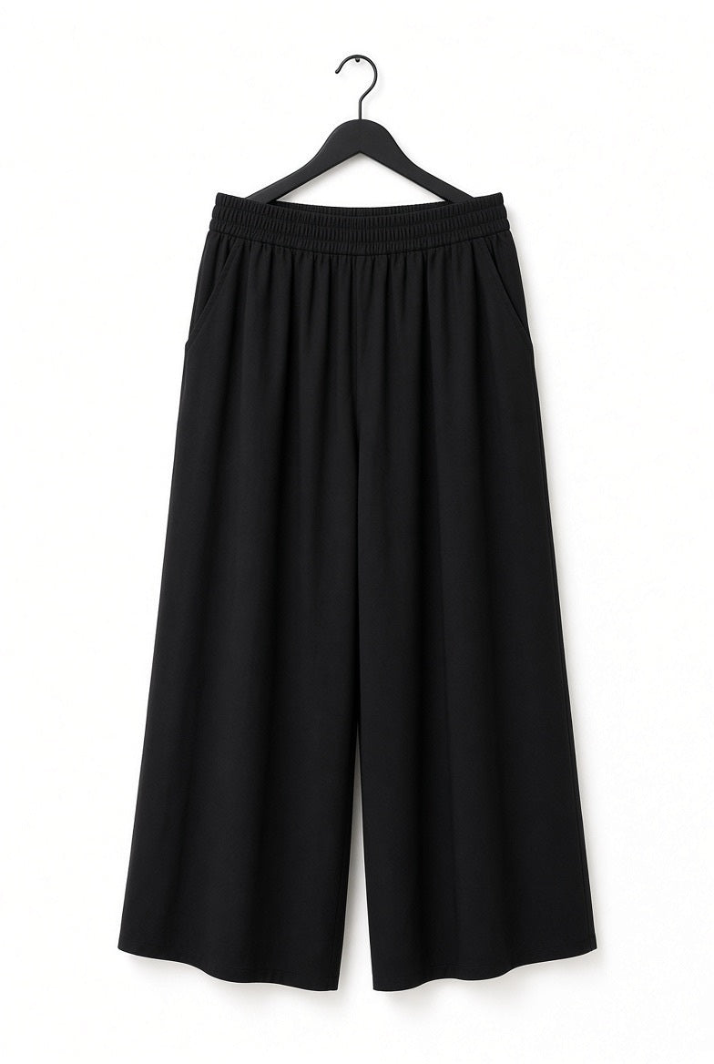 NWT DKNY Black High-Rise Wide Leg Culottes Size 12