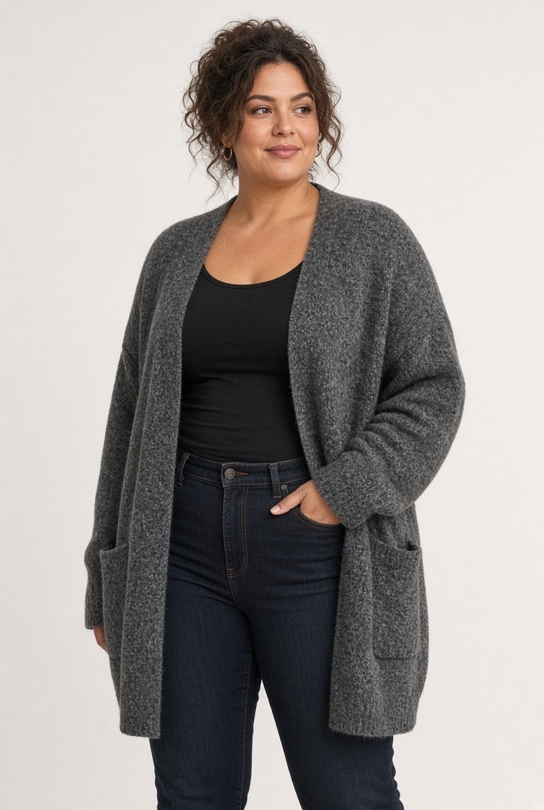 NWT Old Navy 4X Charcoal Grey Marl Open Front Cardigan