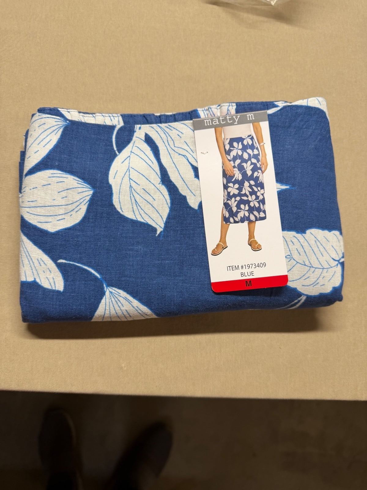 Matty M Blue Floral Midi Skirt Size M