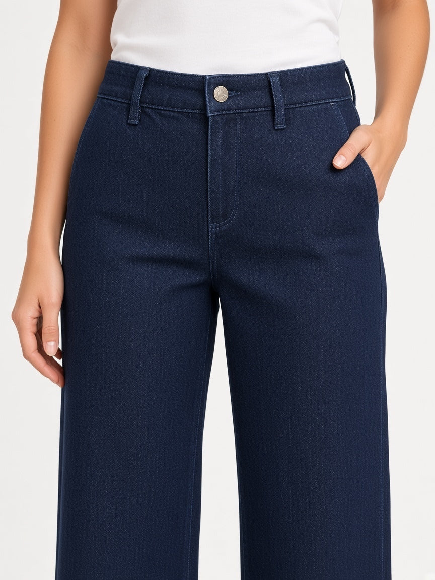 Ella Moss Wide Leg Crop High Rise Jeans Dark Blue Sz 14 NWT