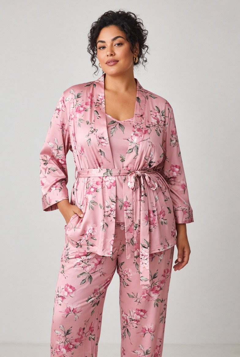 NWT Flora Nikrooz Pink Floral 3-Piece PJ Set XL
