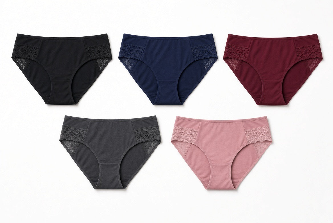 Midnight by Carole Hochman 5-Pack Stretch Hipster – Size XL