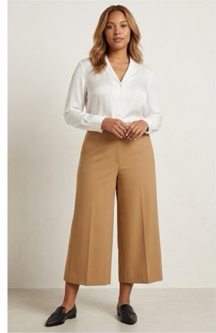 DKNY Tan Wide-Leg Cropped Pants Size 12