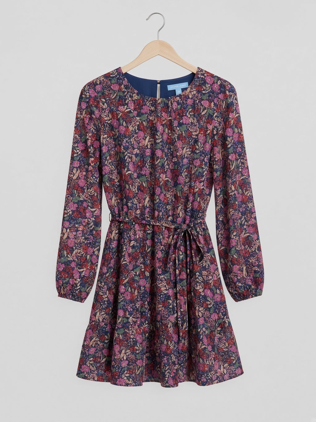 NWT Draper James Navy Pink Floral Tiered Dress XS
