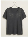 Ella Moss Black Floral Embroidered Tee Size XXL