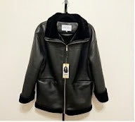 Rebecca Minkoff Black Faux Leather Shearling Jac
