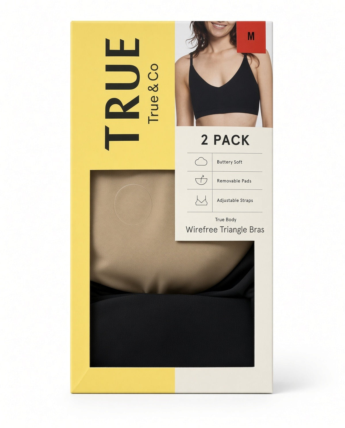 True & Co True Body Wirefree Triangle Bras 2-Pack Size M