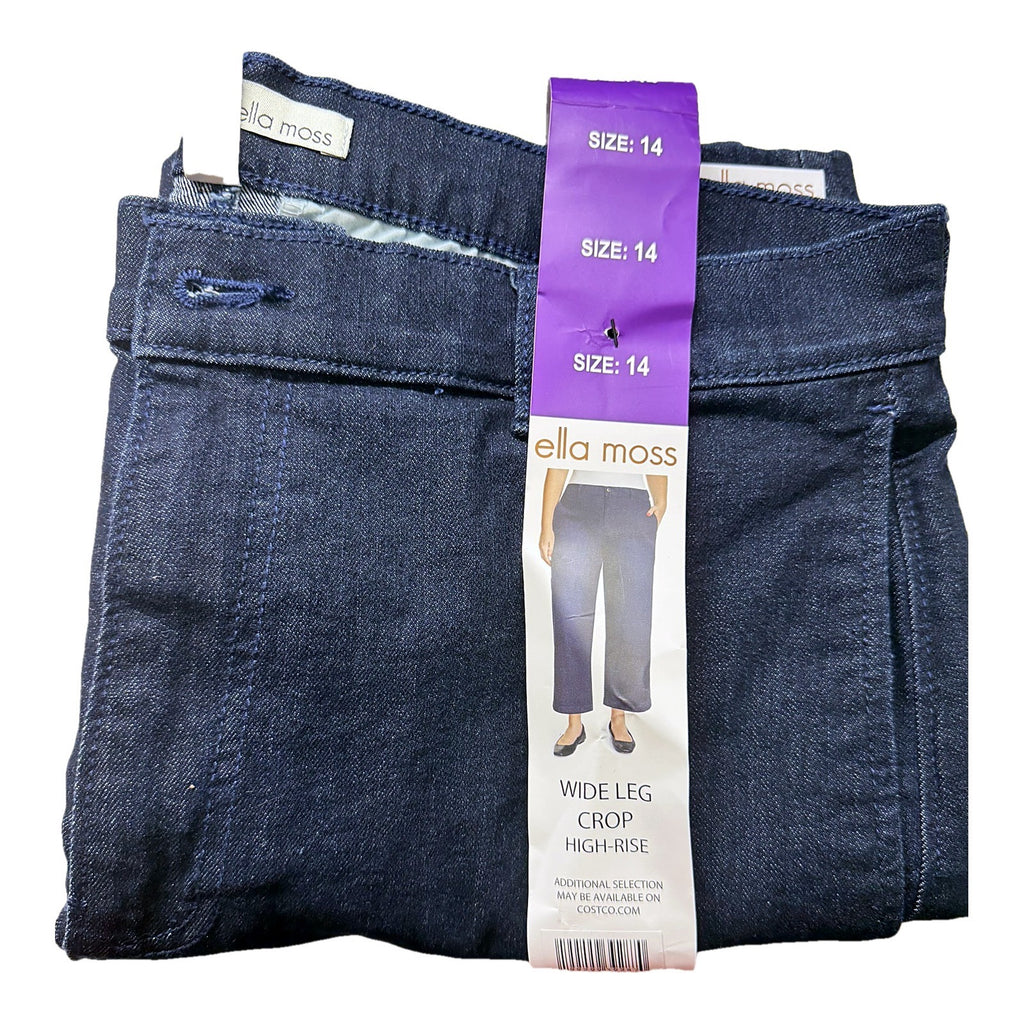 Ella Moss Wide Leg Crop High Rise Jeans Dark Blue Sz 14 NWT