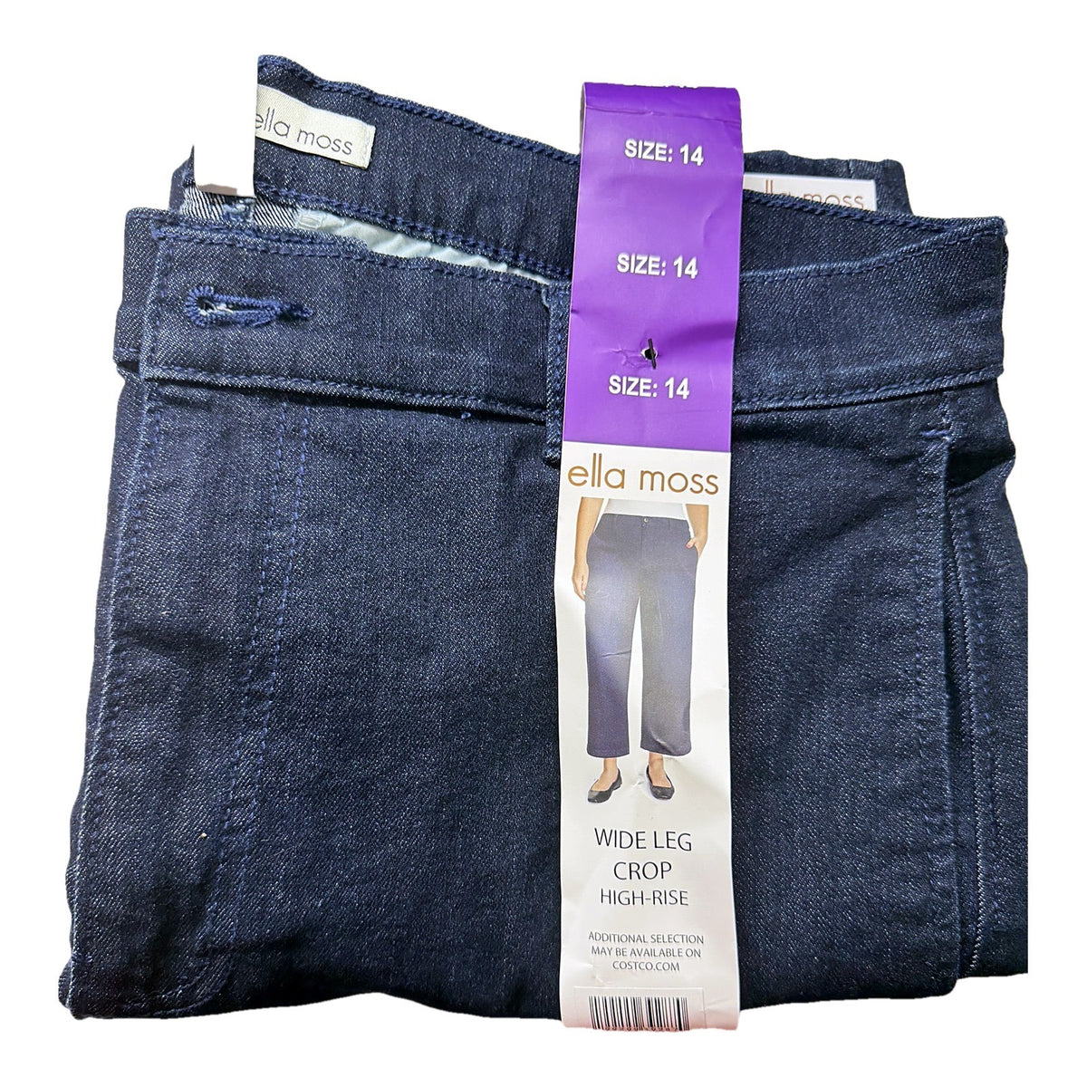 Ella Moss Wide Leg Crop High Rise Jeans Dark Blue Sz 14 NWT