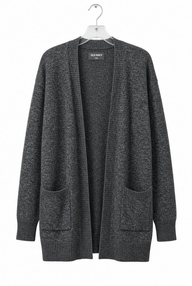 NWT Old Navy 4X Charcoal Grey Marl Open Front Cardigan