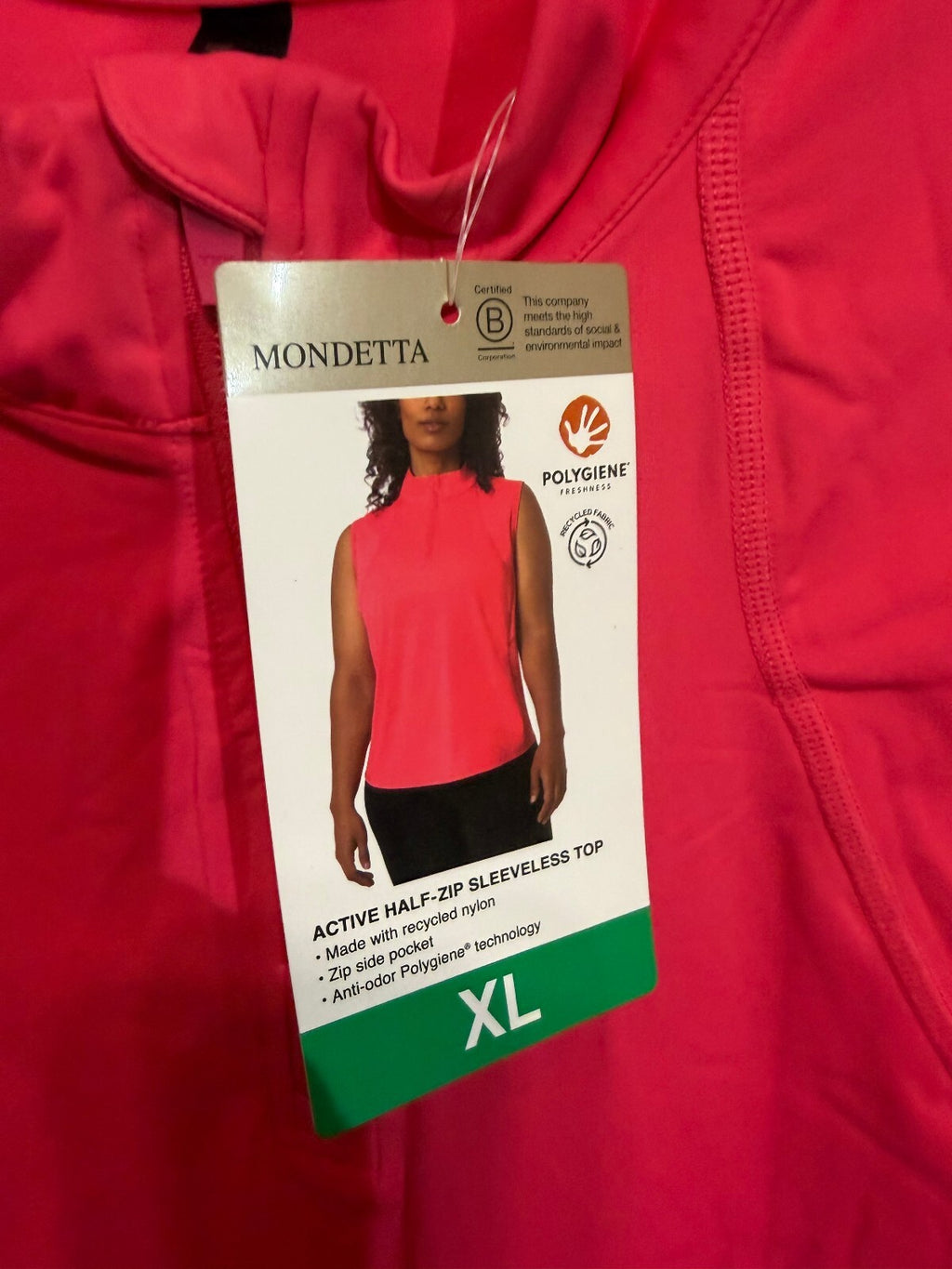 Mondetta Active Half-Zip Sleeveless Top – Women’s XL, Pink
