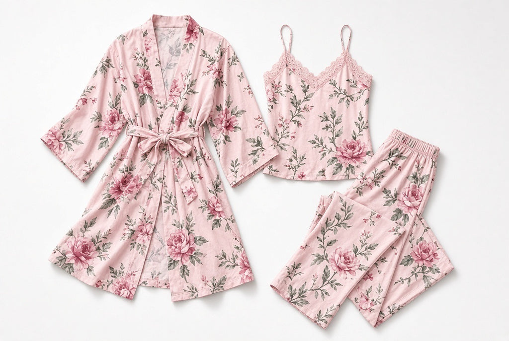 NWT Flora Nikrooz Pink Floral 3-Piece PJ Set XL