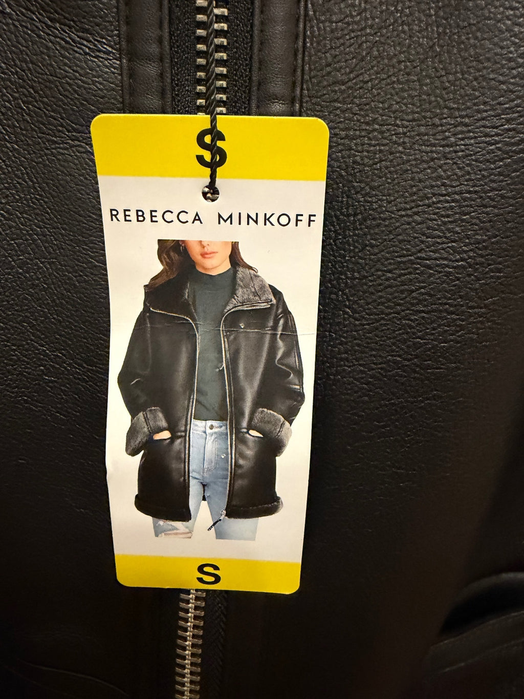 Rebecca Minkoff Black Faux Leather Shearling Jac
