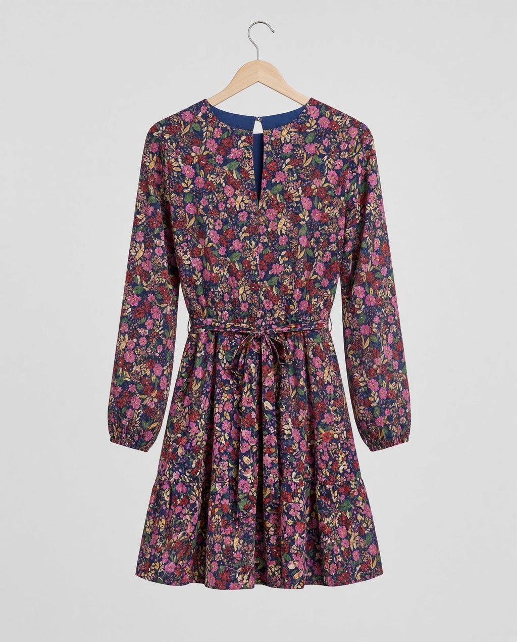 NWT Draper James Navy Pink Floral Tiered Dress XS
