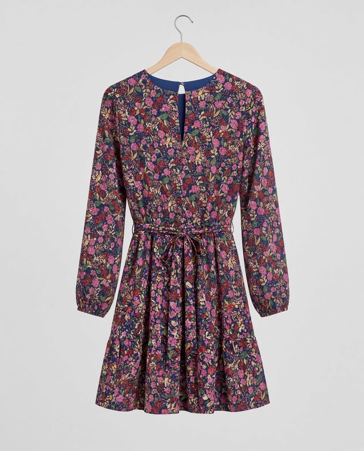 NWT Draper James Navy Pink Floral Tiered Dress XS