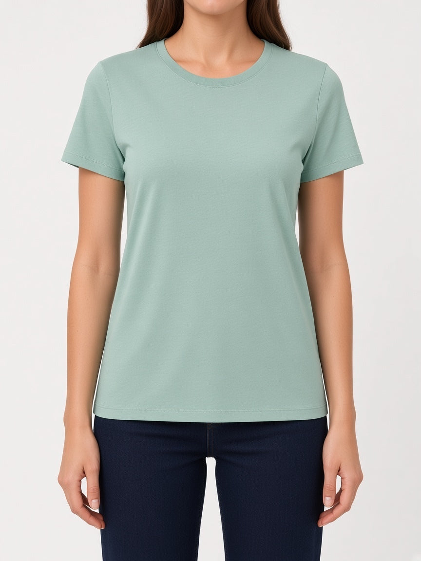 DKNY Women's Organic Cotton Crew Neck Tee, Mint, XX
