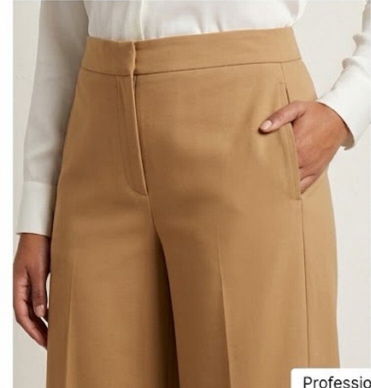 DKNY Tan Wide-Leg Cropped Pants Size 12