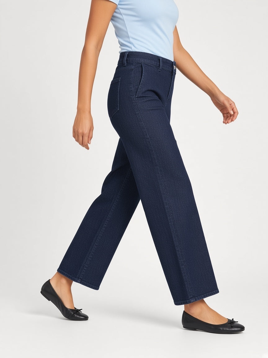 Ella Moss Wide Leg Crop High Rise Jeans Dark Blue Sz 14 NWT
