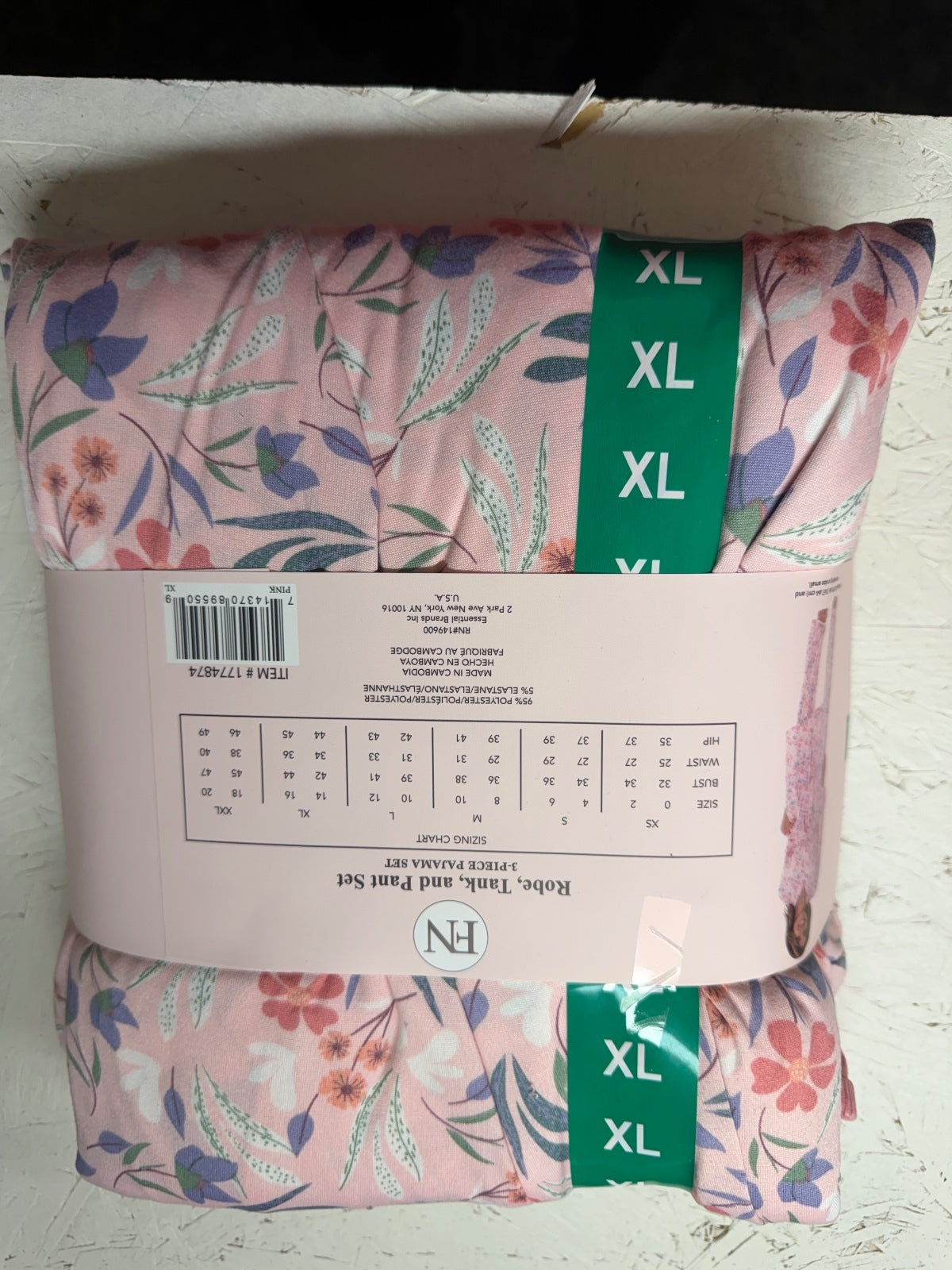 NWT Flora Nikrooz Pink Floral 3-Piece PJ Set XL