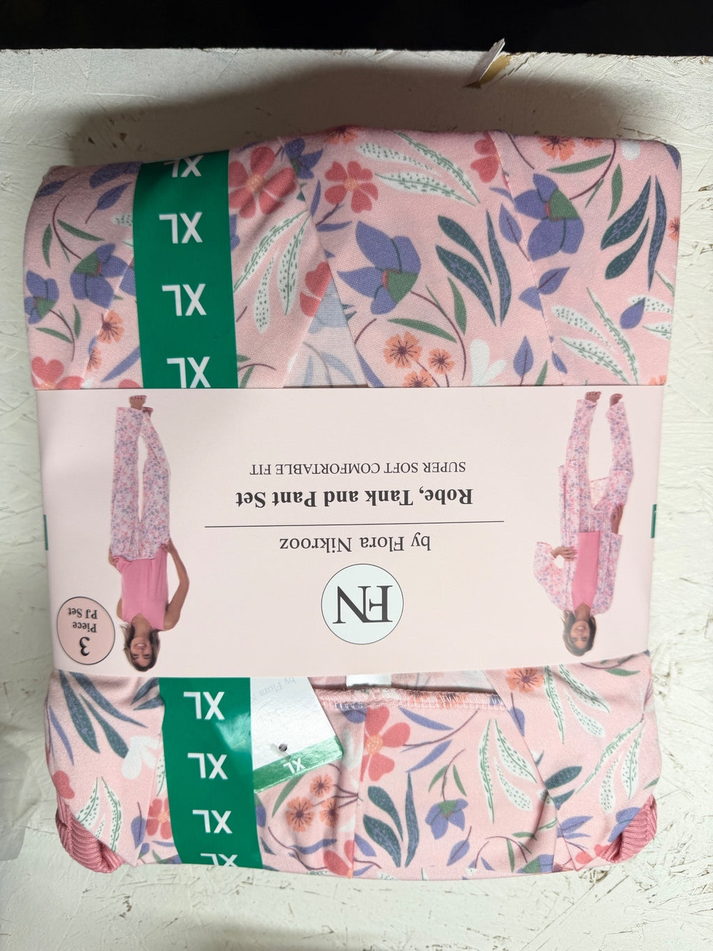 NWT Flora Nikrooz Pink Floral 3-Piece PJ Set XL