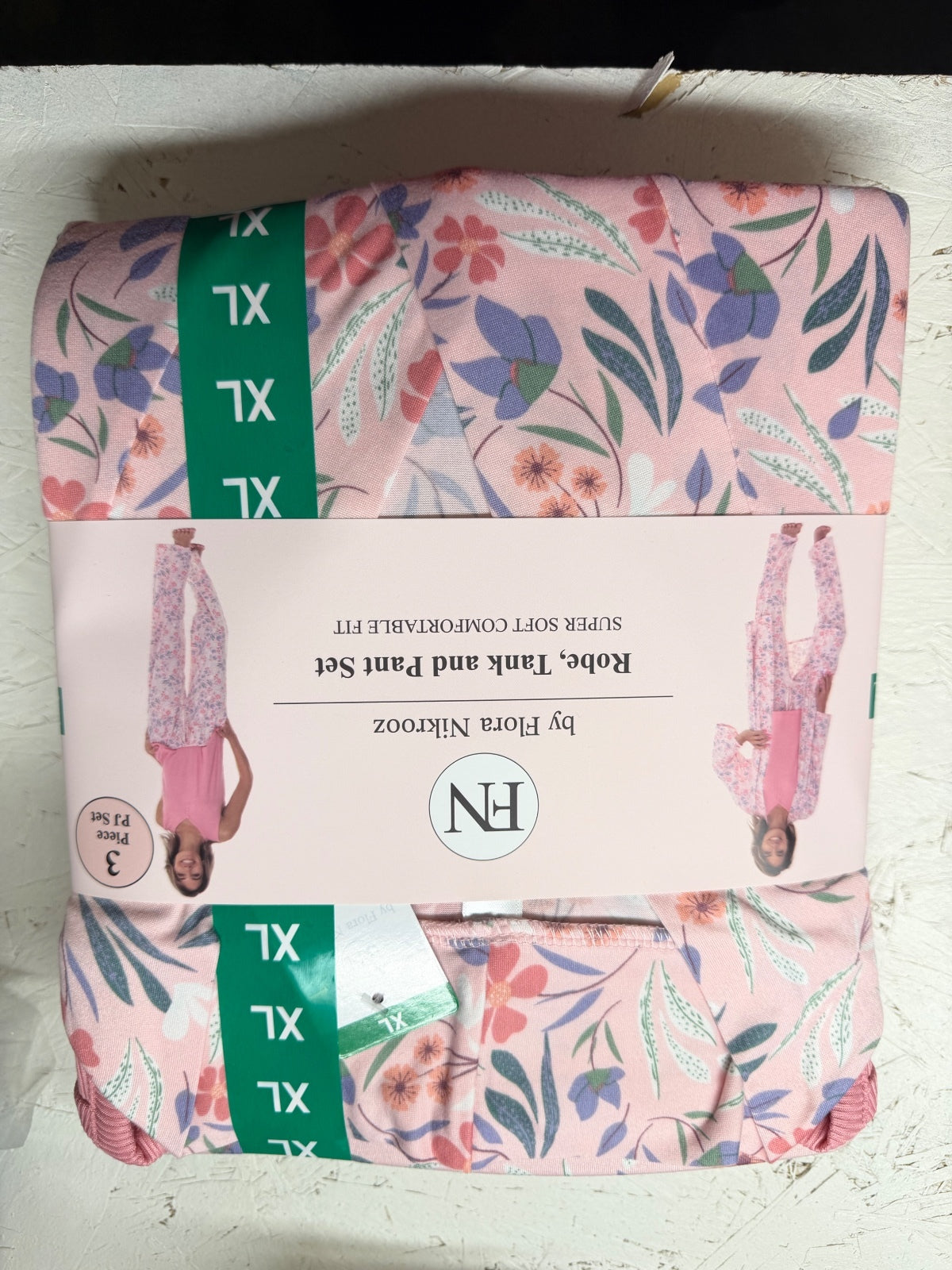 NWT Flora Nikrooz Pink Floral 3-Piece PJ Set XL