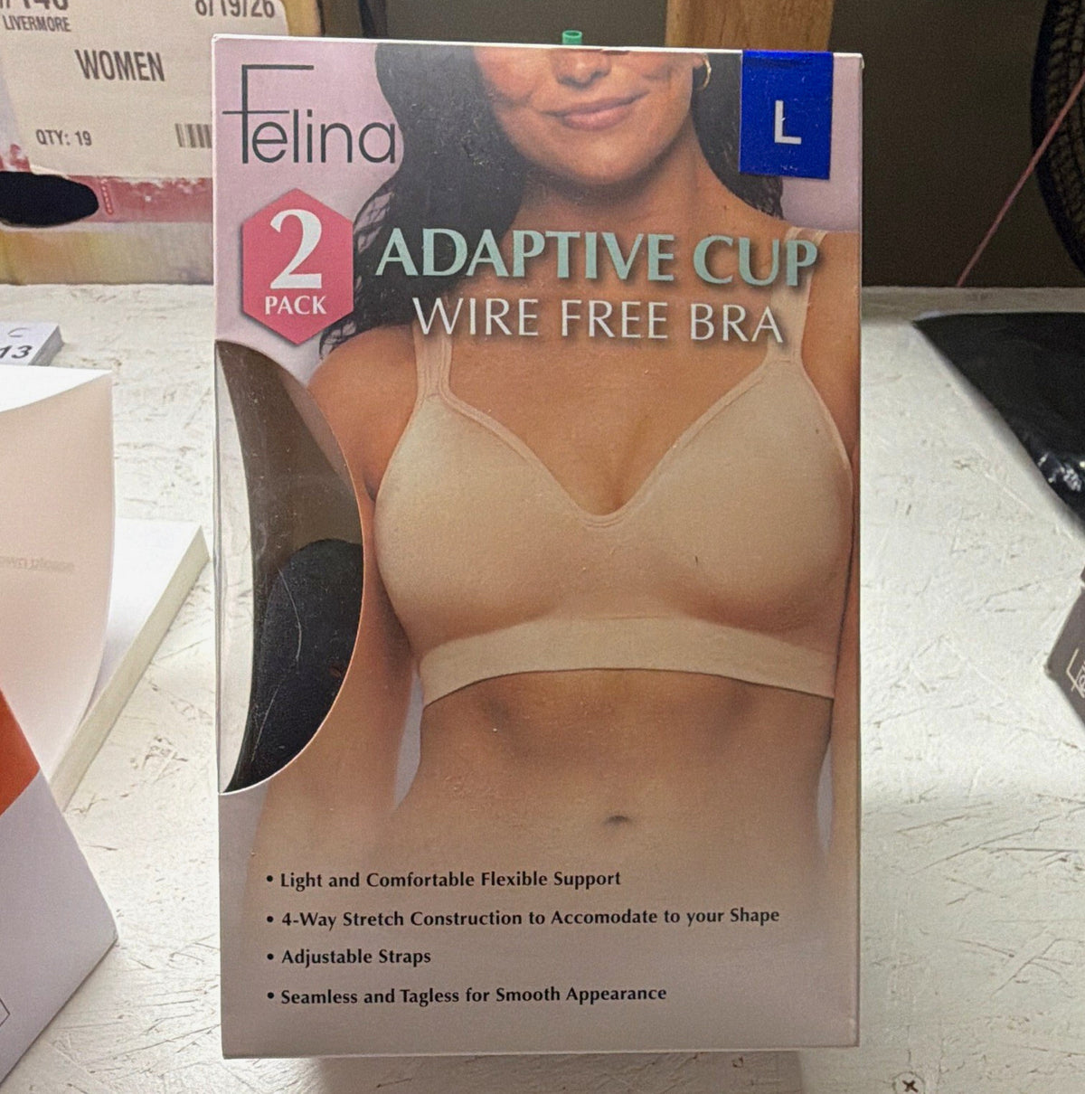 Felina Adaptive Cup Wire Free Bra Seamless Lightly Lined